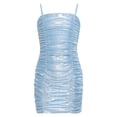 thumbnail image 1 of Moggemol Girl's Spaghetti Strap Cami Dress Sleeveless Ruched Short Slim Pencil Dresses Blue 12, 1 of 7