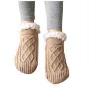 cfhntfmh Fleece Lined Slipper Socks for Women Fuzzy Cute and Cozy Slippers for Ladies Solid Color Winter Socks