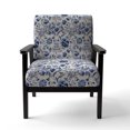 thumbnail image 4 of Designart "Flourishing Renaissance In Cobalt Blue" Blue Floral Upholstered Accent Chair - Cottage Arm Chair For Living Room, 4 of 7