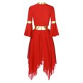 thumbnail image 4 of RUNQHUI Robe de Danse Métallique pour Femmes, une Épaule, Manches Évasées, Tunique de Danse Liturgique, Rouge TTG, 4 of 7
