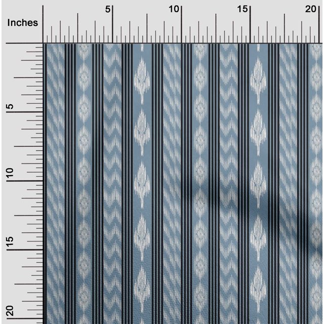 oneOone Tissu Popeline de Coton Rayé Ikat Décor Tissu Imprimé BTY 56 Pouces de Large