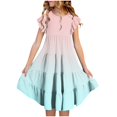 thumbnail image 1 of RXIRUCGD 2025 Vêtements d'Été pour Enfants Mode Filles Nouvelle Robe d'Été à Manches Courtes Poches à Volants Col Rond Imprimé, 1 of 4