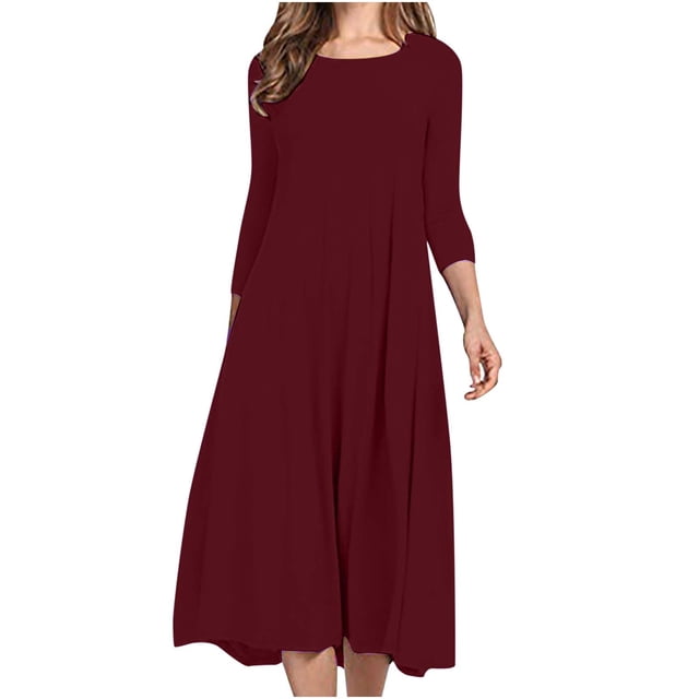Vêtements de Mode pour Femmes Mode pour Femmes Coupe Ajustée Confortable Bouton Col en V Couleur Unie Robe Décontractée