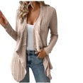 thumbnail image 1 of Yuyuzo Cardigan for Women Long Sleeve Open Front Ribbed Hem Solid Color Cardigan Casual Fall Coats, 1 of 6