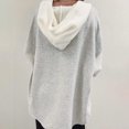 thumbnail image 5 of Swstbby Liquidation d'Économies d'Automne! Hauts d'Automne pour Femmes Grande Taille, Chandail à Capuchon à Manches Longues à Boutons pour Femme Décontracté à Contraste de Couleurs Patchwork Gris P, 5 of 5