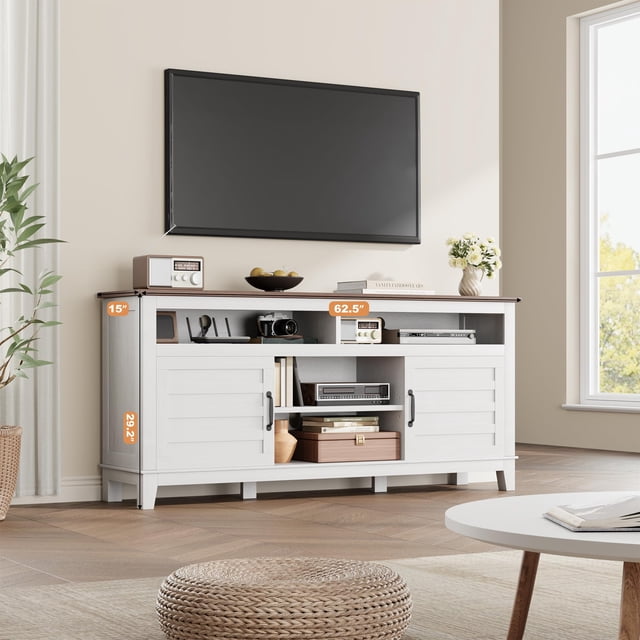 AKDSteel 63'' TV Stand, Modern TV Console for Living Room with Adjustable Shelves