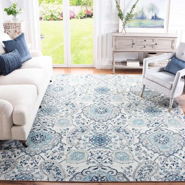 SAFAVIEH Madison Collection 3' x 3' Square CreamLight Grey MAD600C Boho Chic Glam Paisley Non-Shedding Living Room Bedroom Area Rug