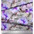thumbnail image 2 of Soimoi Purple Moss Georgette Fabric Stripe,Floral & Butterfly Print Fabric by Yard 42 Inch Wide, 2 of 3