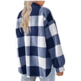 thumbnail image 4 of Timegard Womens Jacket Plus Size Plaid Stand Collar Button down Fleece Hooded Jacket Winter Fuzzy Warm Coat, 4 of 5