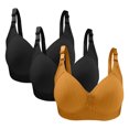 thumbnail image 2 of Bras for Women, 3PC Womans Large Size Solid Color Without Steel Ring Gathering Comfortable Bras Daily Bra, 2 of 3