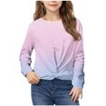thumbnail image 2 of Plebaso Chandail à Manches Longues pour Filles avec Torsade à l'Avant, Imprimé pour Garçons, Col Ras du Cou, Décontracté, Léger, Chandail à Enfiler, Hauts pour Enfants, 2 of 7