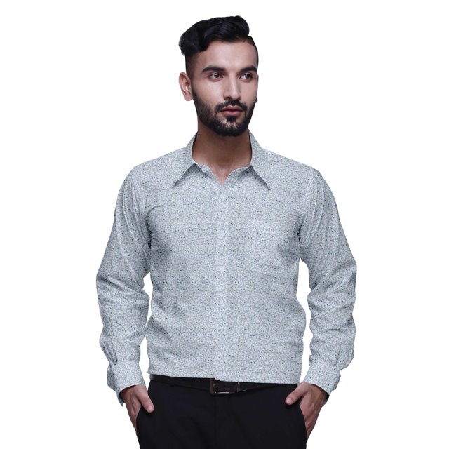 BESTMAN Printed Formal Shirts For Men Slim Fit Spread Collar Cotton Shirt