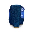 thumbnail image 2 of BLISSFUL STEP Sandales pour Femmes à Plateforme Compensée à Paillettes Sandales à Enfiler Bleu 6,5, 2 of 7
