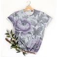 thumbnail image 4 of Hauts d'Été pour Femmes DYTTDG T-shirt à Fleurs Mode pour Femmes Grande Taille Col Rond Manches Courtes Décontracté Ample Tee Haut Hauts pour Femmes Liquidation Moins de 10 Multicolore,m, 4 of 5