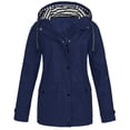 thumbnail image 2 of Women Solid Rain Jacket Outdoor Plus Size Waterproof Hooded Raincoat Windproof, 2 of 9