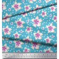 thumbnail image 2 of Soimoi Blue Poly Georgette Fabric Leaves & Flower Floral Print Sewing Fabric Yard 52 Inch Wide, 2 of 3