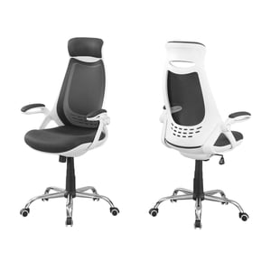 Monarch Specialties Office Chair, Adjustable Height, Swivel, Ergonomic, Armrests, Computer Desk, Work, Metal, Mesh, White, Grey, Contemporary, Modern