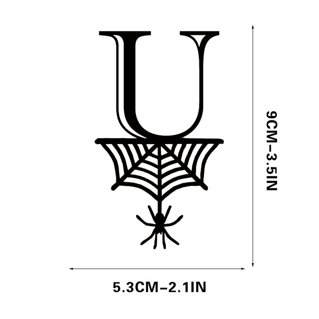 Spider Halloween Decoration Hang Tag Set with 26 Iron Letters 5.3 cm x 9 cm, Black Rope Included
