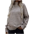 thumbnail image 2 of Dvkptbk Chandails pour Femmes Mode Automne Femmes Décontracté Confortable Manches Longues Col Roulé Chandail Vêtements en Liquidation, 2 of 7