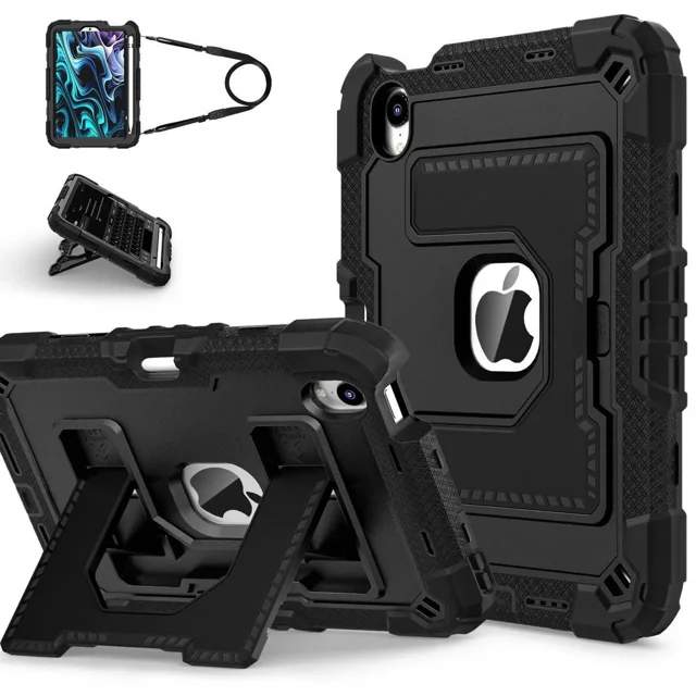 Case for iPad Mini 7 A17 Pro 2024 / iPad Mini 6 2021 8.3 Inch, Shockproof Protective Cover with Kickstand Shoulder Strap