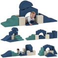 thumbnail image 1 of Qaba 7-Piece Baby Soft Play Set, Foam Climbing Blocks Set, Navy Blue, 1 of 10