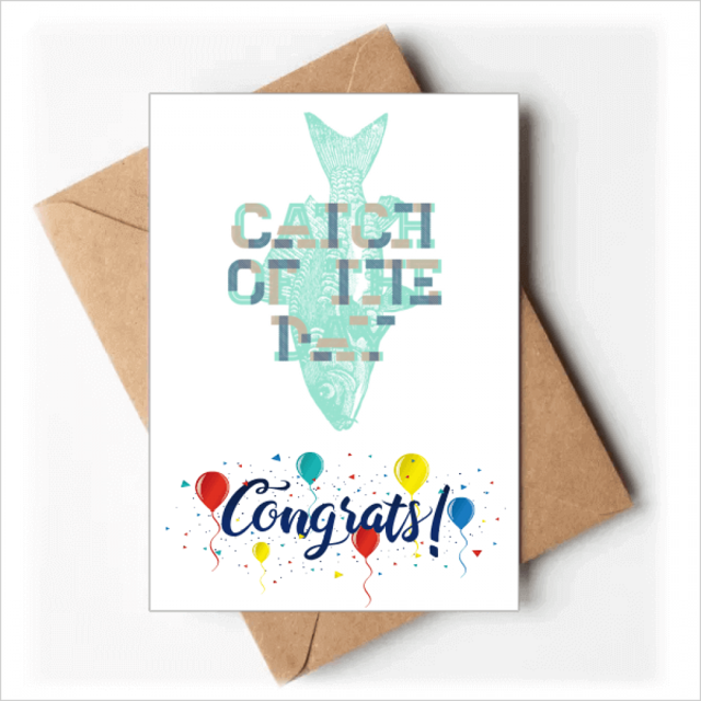 Catch Blue Fish Art Deco Fashion Wedding Cards Congratulations Greeting Envelopes