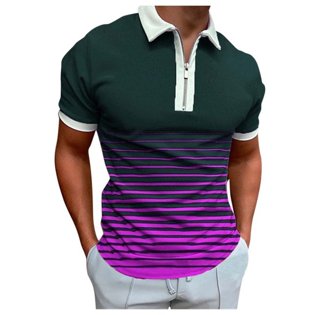 BOBOGOJP Polos à Manches Courtes pour Hommes avec Col Coupe Régulière en Coton (Violet,G)