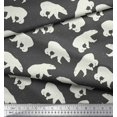 thumbnail image 3 of Soimoi Gray Poly Georgette Fabric Polar Bear Animal Print Fabric by Yard 42 Inch Wide, 3 of 5
