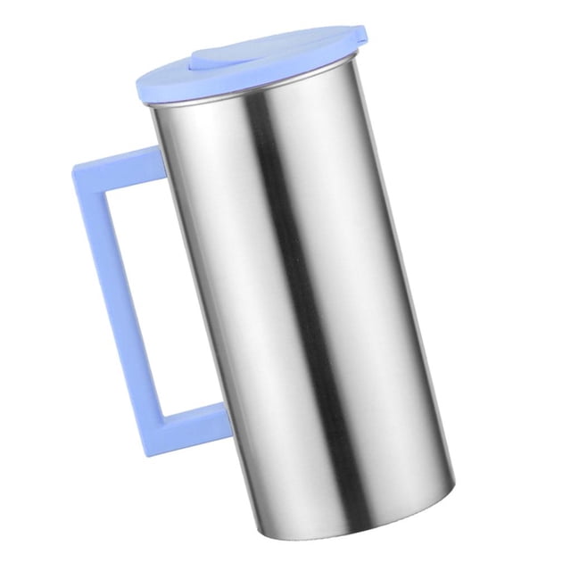 GROWTH TANK Kitchen Water Jugs Stainless Steel Water Jugs Dispenser Pitcher 1.8L Blue. A durable stainless steel water pitcher with a 1.8L capacity, featuring a blue handle and lid. Ideal for serving water, iced tea, or juice, it has a dripless spout for clean pouring. Suitable for home, restaurant, or cafe settings.