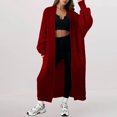 thumbnail image 2 of Comdrip Long Cardigans for Women! Long Cardigans for Women Open Front Cable Knit Cardigan Open Front Oversized Draped Sweater Outerwear Fall Cardigans for Women Wine S, 2 of 4