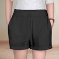 thumbnail image 4 of Girls Summer Linen Shorts Kids Casual Drawstring Elastic Waist Beach Short Pants With Pockets, 4 of 6