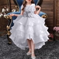 thumbnail image 2 of XDZJLR Girl Dresses Children'S Solid Color Irregular Mesh Lace Knee Length Trailing Wedding Puffy Princess Clothing, 2 of 4