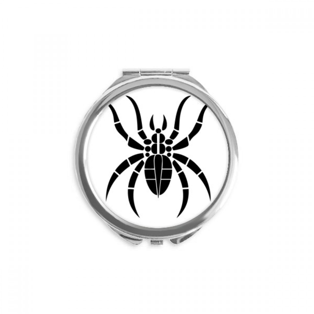 Spider Pattern Insect Black Illustration Hand Compact Mirror Round Portable Pocket Glass
