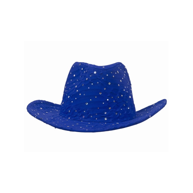 Glitter Sequin Trim Cowboy Hat - Royal