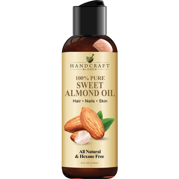 Handcraft Blends Sweet Almond Oil - 4 Fl Oz - 100% Pure and Natural - Premium Grade Carrier Oil for Skin and Hair - Hair and Body - Massage - Hexane-Free
