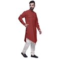 thumbnail image 4 of Atasi Kurta Asymétrique Chemise Décontractée Boutonnée Coton Kurta Décontractée Homme, 4 of 5