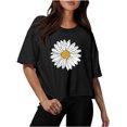thumbnail image 1 of Lolmot Women Drop Shoulder Round Neck Oversized Crop Tops Workout Tops Tees, 1 of 5