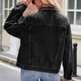 thumbnail image 5 of Yuyuzo Jean Jacket Women Long Sleeve Lapel Neck Denim Jacket Button down Basic Cropped Coats, 5 of 5