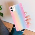 thumbnail image 4 of Compatible avec Étui pour iPhone, Étui Carré Coloré Scintillant Bling Arc-en-Ciel en Silicone Souple, Housse Protectrice Antichoc, Design Iridescent Mode pour Filles Femmes (iPhone 11, Rose), 4 of 7