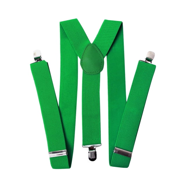 Men's 1 Inch Wide Solid Adjustable Suspenders - Kelly Green