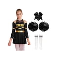 thumbnail image 1 of Mufeng Costume de Pom-Pom Girl pour Filles Enfants à Manches Longues Robe de Cheerleading avec Pompons Attache-Cheveux en Stock Costume de Performance Tenue de Danse A Blanc&Noir 12, 1 of 7