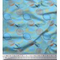 thumbnail image 1 of Soimoi Blue polyester Crepe Fabric Lemon Slice Vegetable Printed Craft Fabric by the Yard 52 Inch Wide, 1 of 3