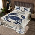 thumbnail image 2 of Erosebridal Ocean Crab Coverlet Set King, Retro Lighthouse Bedding Set, Nautical Compass Decor 3pcs, 2 of 5