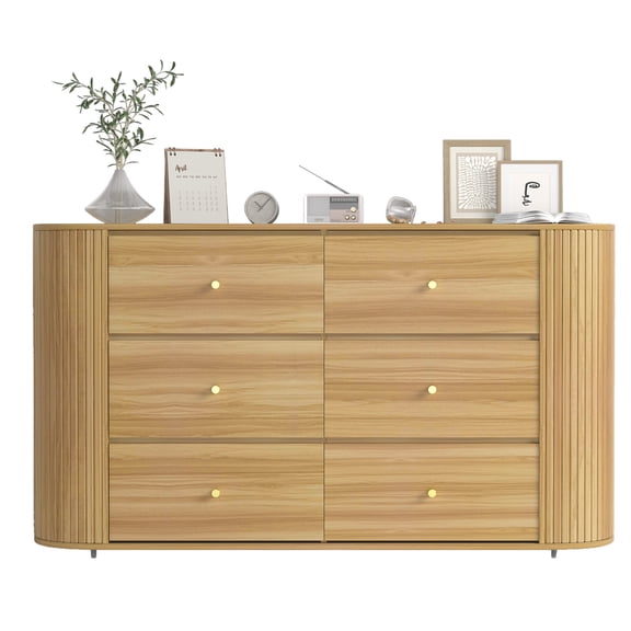 Commode à 6 Tiroirs avec Prise de Courant – Coffre en Bois Noir – Portes Coulissantes Cannelées, Poignées en Métal Durables – Rangement Vintage de Style Ferme pour Chambre, Salon, Couloir, Salle à Manger – Couleur : Noir