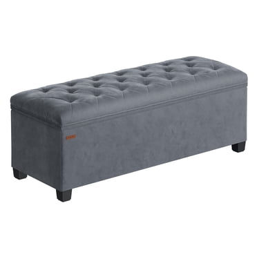 SONGMICS Storage Ottoman Bench, Foot Rest with Legs, 40 x 110 x 40 cm, End of Bed Bench, Storage Chest, Load up to 300 kg, for Living Room, Bedroom, Entryway, Slate Gray