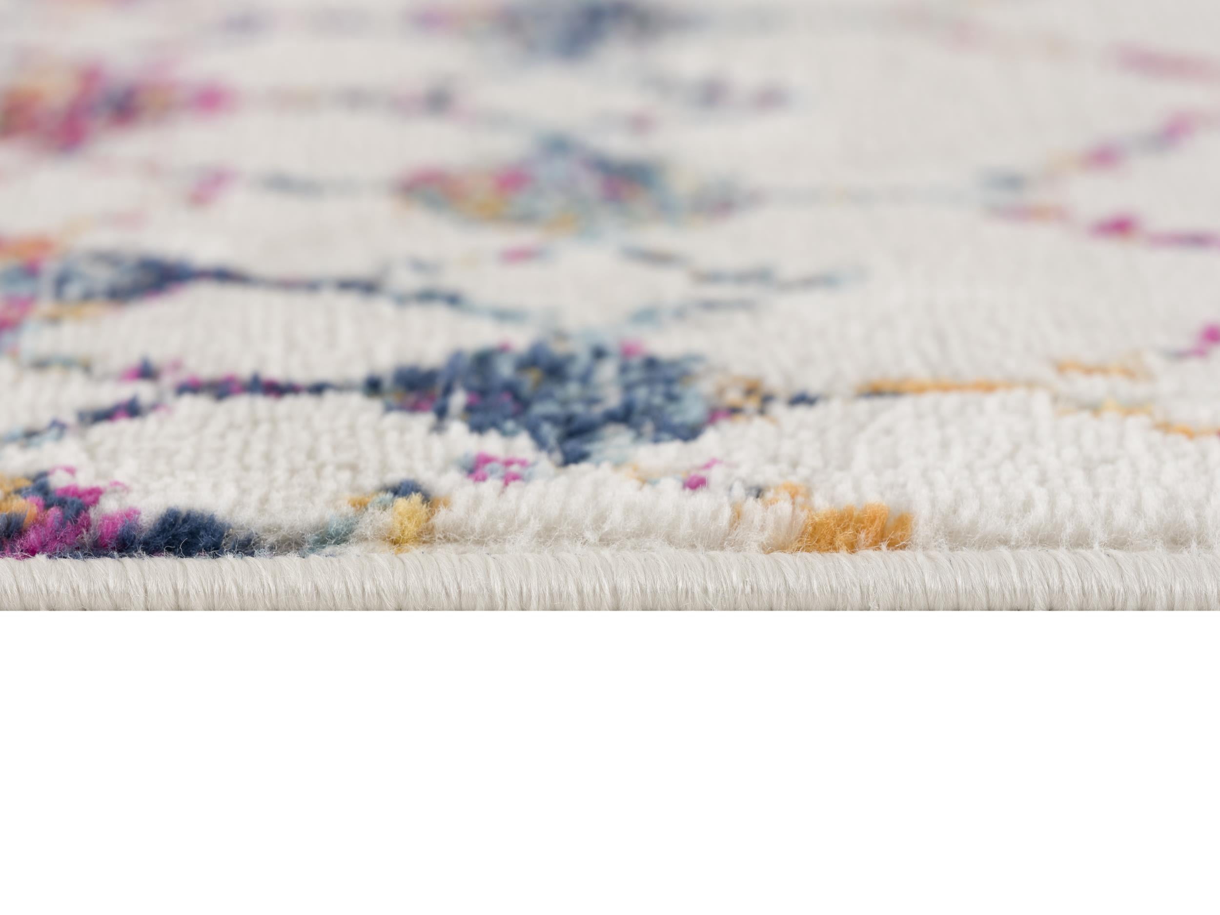 Tapis d'intérieur bohème Branch Savannah 2' x 7' (taille exacte : 2'3" x 7'), beige bleu, moderne - Entrée, couloir, salle de bain et cuisine