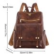 thumbnail image 3 of Kcodviy Ladies Solid Color Leather Snap Backpack Hat for Men Large Capacity Double Zipper Dog Backpack Casual Backpack, 3 of 6