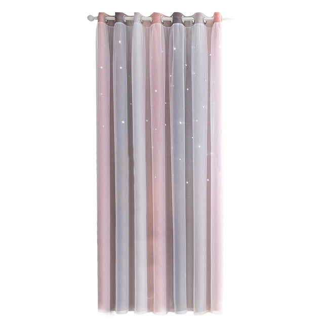 Amdohai 1 Pce Rideau Simple Dégradé à Étoiles Ajourées Double Couche Occultant Chambre Salon Rideau Isolant