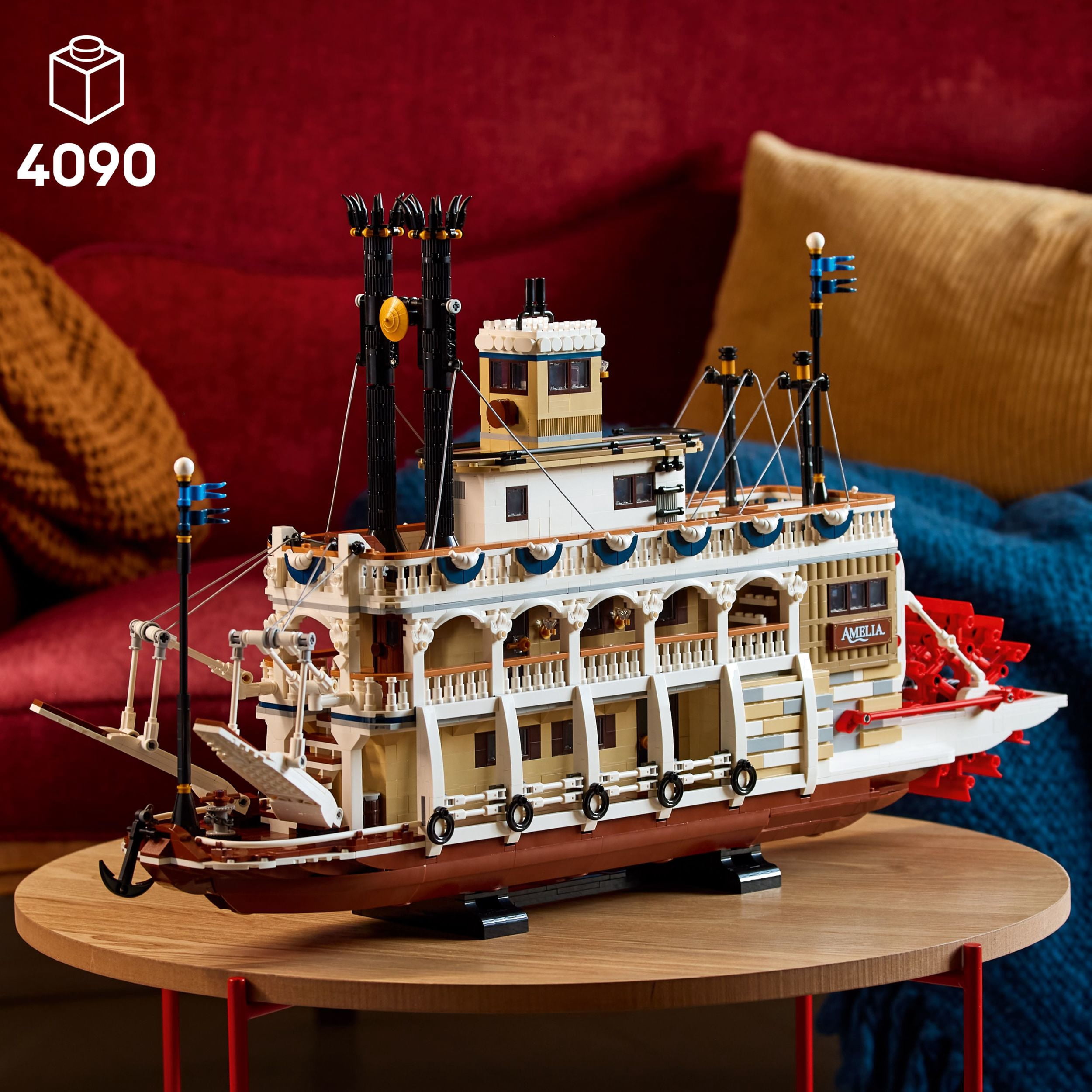 LEGO Ideas Le Bateau à Vapeur Fluvial, Décor Nautique pour la Maison 21356