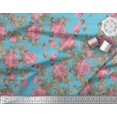 thumbnail image 3 of Soimoi Tissu en Rayonne Bleu Imprimé Feuilles & Roses pour Couture BTY 56 Pouces de Large, 3 of 3